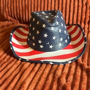 Set of 2 Patriotic men’s Cowboy Hat Set - Red, Blue, Gold American flags